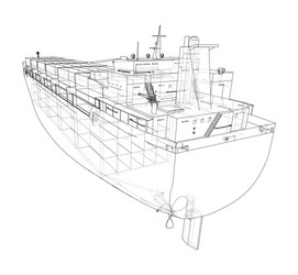 cargo ship with containers vector