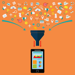 data filter analysis on mobile device concept vector image