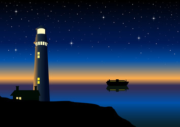 Lighthouse in night sea Royalty Free Vector Image