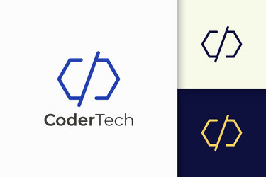 Programmer or developer logo in simple and modern vector