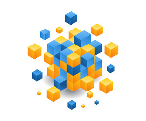 abstract grid blockchain technology vector image