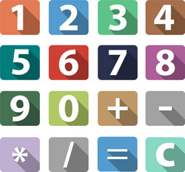 Calculator buttons in flat design with long shadow vector