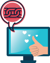 computer screen with objects isolated icon vector image