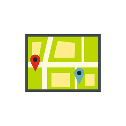 map with pin pointers icon in flat style vector image