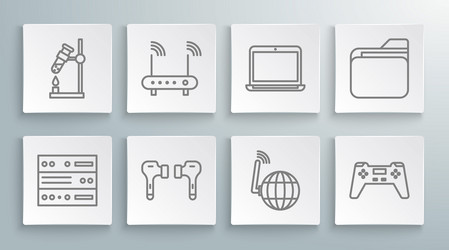 set line server data web hosting router and wi vector image