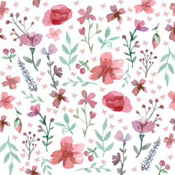 Watercolor Floral Leaves Pattern Vector Image