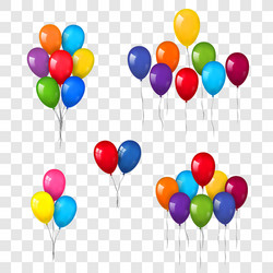 Balloons 3d bunch set isolated white transparent Vector Image