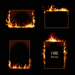 rectangular burning borders square frames in fire vector image