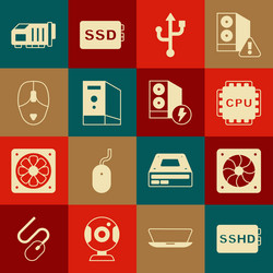 set sshd card computer cooler processor with cpu vector image