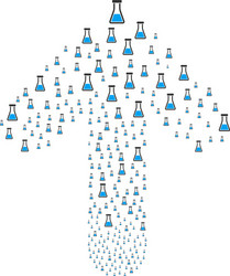 ahead navigation arrow figure with flask vector image