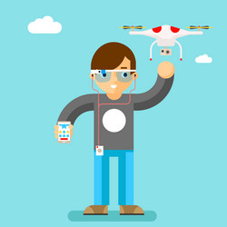 drone action camera mobile control geek vector image