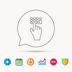 enter pin code icon click hand pointer sign vector