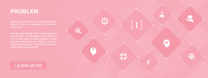 problem banner 10 icons conceptsolution vector image