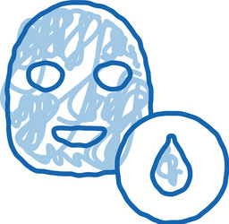 Facial mask water drop doodle icon hand drawn vector