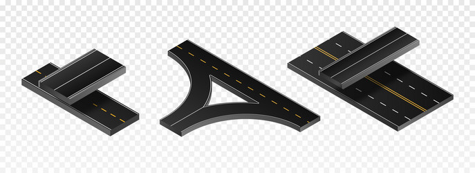 Isometric road elements city highway constructor Vector Image