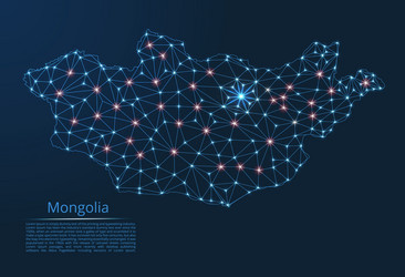 Mongolia communication network map low poly image vector