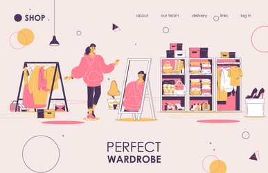 perfect wardrobe concept landing page banner vector