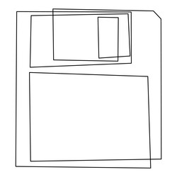 Continuous one line drawing of floppy disk vector