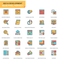 flat line seo and development icons set vector image