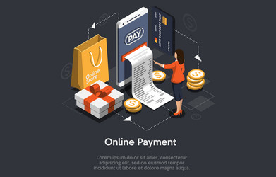 Isometric concepts mobile payments personal data vector