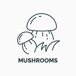 linear icon and of edible mushrooms vector