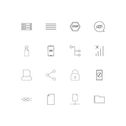 network and database simple linear icons set vector image