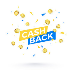 Cashback banner concept text and falling vector