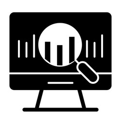 Analyze solid icon lens with chart Royalty Free Vector Image