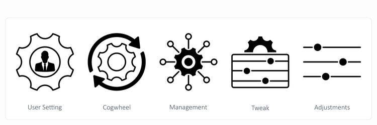 a set of 5 settings icons as user setting vector image