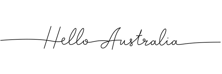 hello australia - word with continuous one line vector