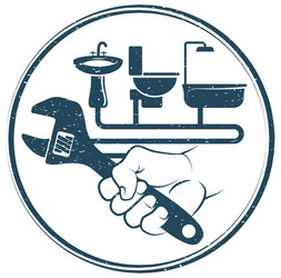 Plumbing Repair - Wrench & Water Vector Image