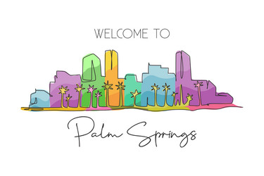 One continuous line drawing palm springs city vector