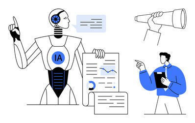 robot presenting data insights to a professional vector image