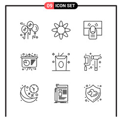 Set 9 line style icons for web and mobile vector