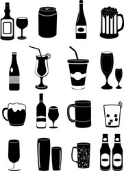 Alcohol drinks icons set Royalty Free Vector Image