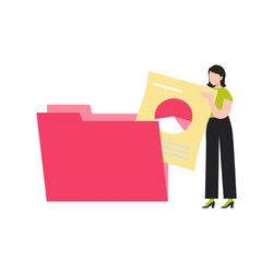 Girl is taking the file from folder vector