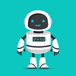 Flat white ai robot character vector