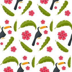 Tropical Toucan Seamless Pattern Vector Image