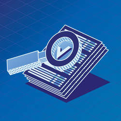 documents under magnifying glass check mark vector image