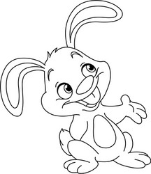 Bunny sitting isolated coloring page for kids Vector Image