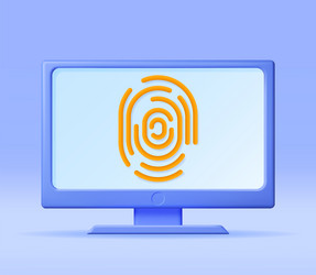 3d fingerprint on computer isolated vector image