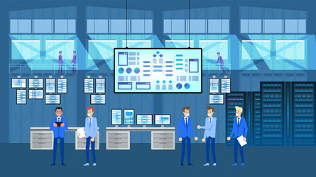 Big Data Center Technology Flat Vector vector image