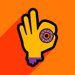 flat with shadow icon and mobile application hand vector image