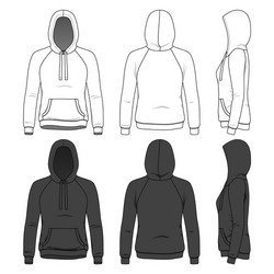Hoodie Front, Back & Side Views Vector Image