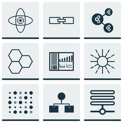 set of 9 machine learning icons includes variable vector image