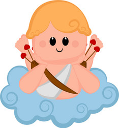 Cute cupid boy icon with bow and arrows vector