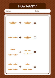 How many counting game with straw hat worksheet vector