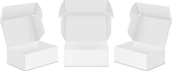 set empty square boxes with open lid mockup vector image