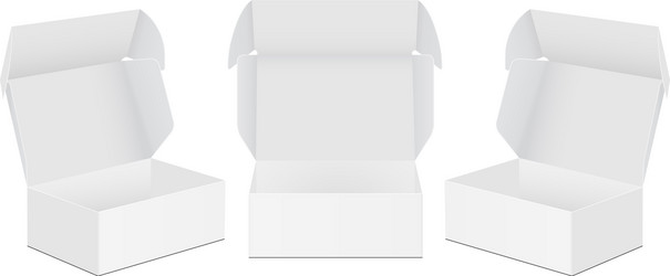 Set empty square boxes with open lid mockup vector