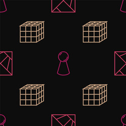 set line rubik cube and chip for board game vector image